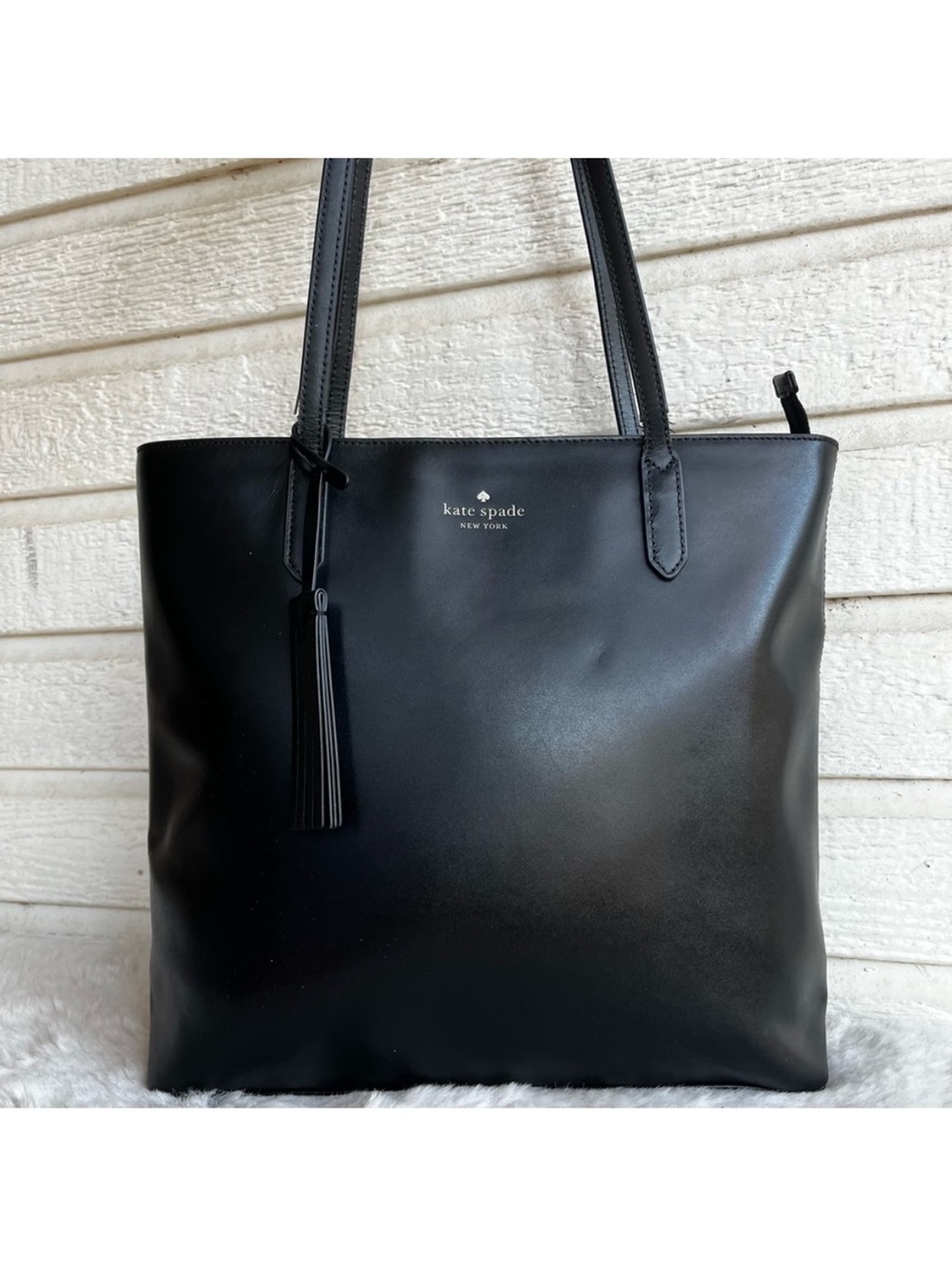KATE SPADE Black Leather Saffiano Jana Knott Dumpling Mulberry Laptop Bag Tote
